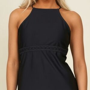 NWT Beachsissi Black Halter Tankini Swim Top – XL – Strappy Back, Flattering Fit